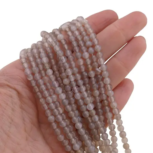 Sirag Agat gri sfere 4mm, 37-38cm, imagine 3