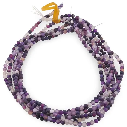 Sirag Agat mov dantelat sfere 4mm mate, 37-38cm