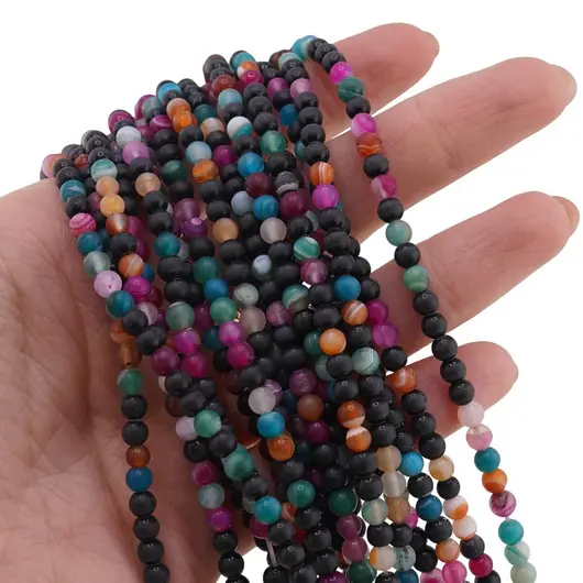 Sirag Agat Multicolor dantelat sfere 4mm mate, 38-39cm, imagine 3