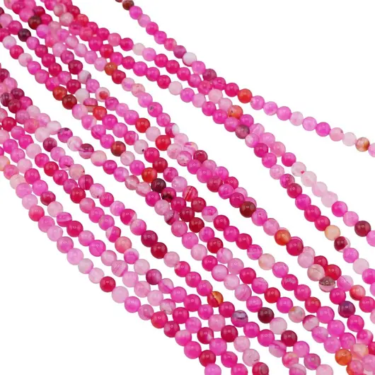Sirag Agat roz sfere 4mm, 36-37cm, imagine 2