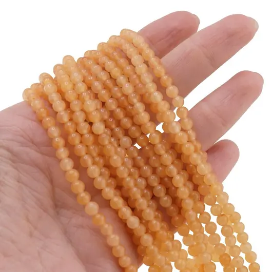 Sirag Calcit portocaliu sfere 4mm, 38-39cm, imagine 3