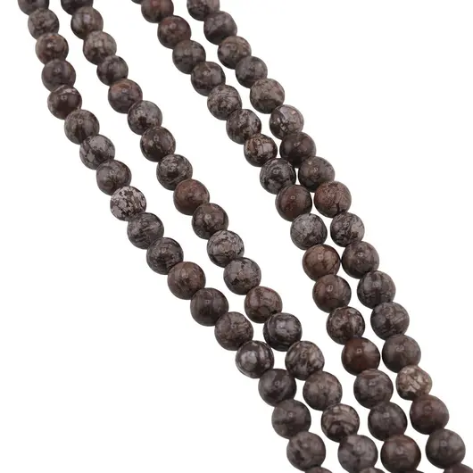 Sirag Obsidian fulg de nea maro sfere 4mm, 38-39cm, imagine 2