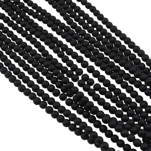 Sirag Onix negru sfere 4mm mate, 37cm, imagine 2