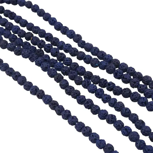 Sirag Roca vulcanica albastra sfere 4mm, 39-40cm, imagine 2