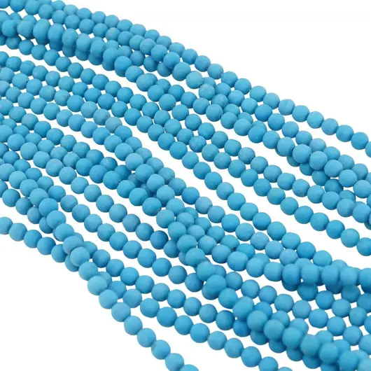 Sirag Turcoaz albastru sfere 4mm mate, 38-39cm, imagine 2