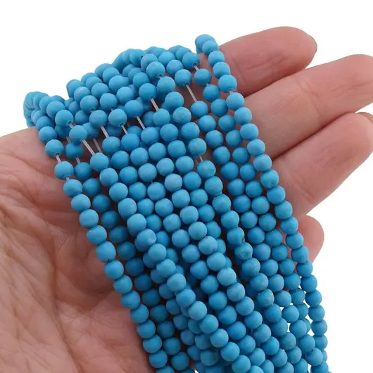 Sirag Turcoaz albastru sfere 4mm mate, 38-39cm, imagine 3