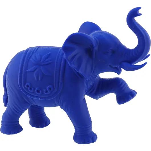 Statueta feng shui Elefant albastru cu trompa ridicata pentru noroc si succes, 13cm