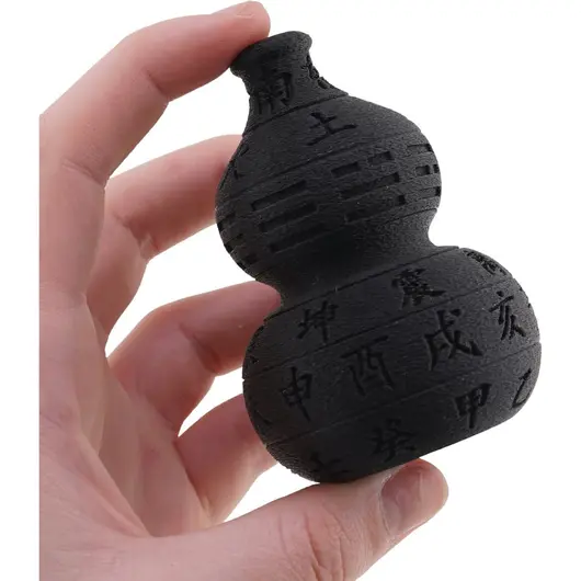 Statueta feng shui Wu Lou negru cu trigramele Bagua si Yin Yang, negru - 7cm, imagine 2