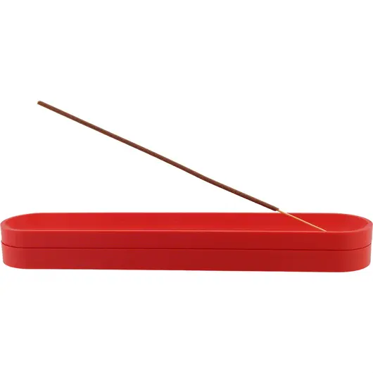 Suport aromaterapie pentru ardere betisoare parfumate cu depozitare, rosu - 26cm