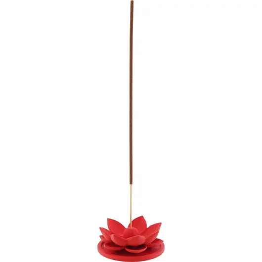 Suport aromaterapie pentru ardere betisoare parfumate, model floare de lotus rosie - 2,5cm, imagine 2