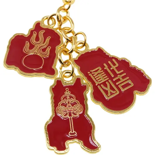 Amuleta breloc feng shui din metal Cei Trei Gardieni Celesti pentru protectie impotriva pierderilor, 2026, imagine 2