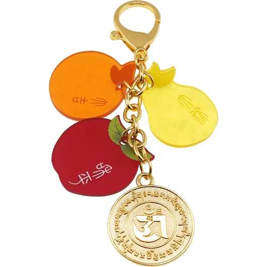 Amuleta breloc feng shui din metal Cele Trei Fructe ale Armoniei, 2026