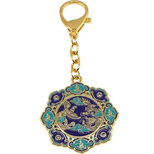 Amuleta breloc feng shui din metal Dragon si Phoenix pentru restabilirea fortei vitale, 2026