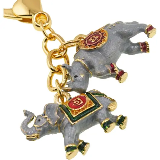 Amuleta breloc feng shui din metal Elefant si Rinocer impotriva furturilor si agresiunii, 2026, imagine 2