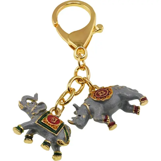 Amuleta breloc feng shui din metal Elefant si Rinocer impotriva furturilor si agresiunii, 2026