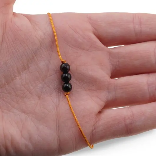 Bratara Therapy Chihlimbar cireasa cu trei sfere 5mm, imagine 3