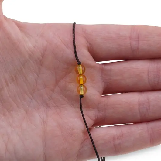 Bratara Therapy Chihlimbar lamaie cu trei sfere 5mm, imagine 3