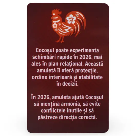Card Feng Shui zodia Cocos, amuleta pentru protectie in anul Calului de Foc, 2026, imagine 2