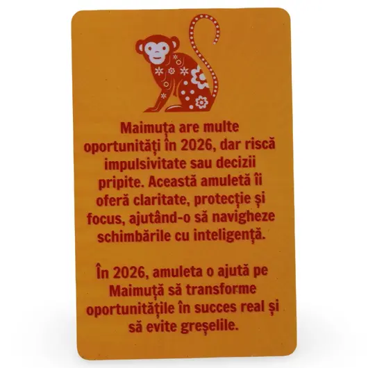 Card Feng Shui zodia Maimuta, amuleta pentru protectie in anul Calului de Foc, 2026, imagine 2