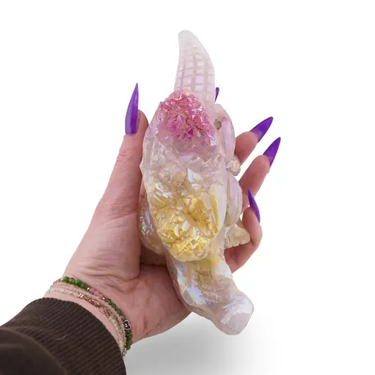 Figurina gravata Aligator din Cuart electroplacat 19cm, imagine 3