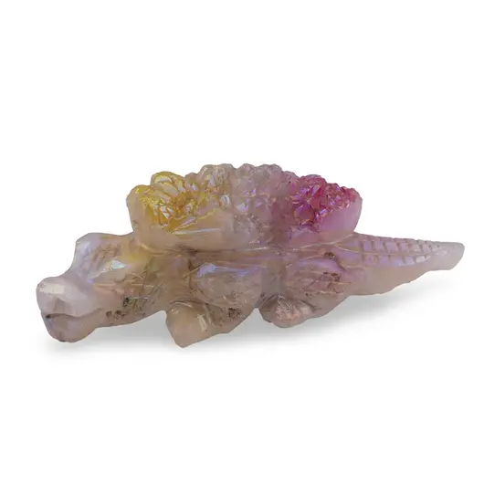 Figurina gravata Aligator din Cuart electroplacat 19cm