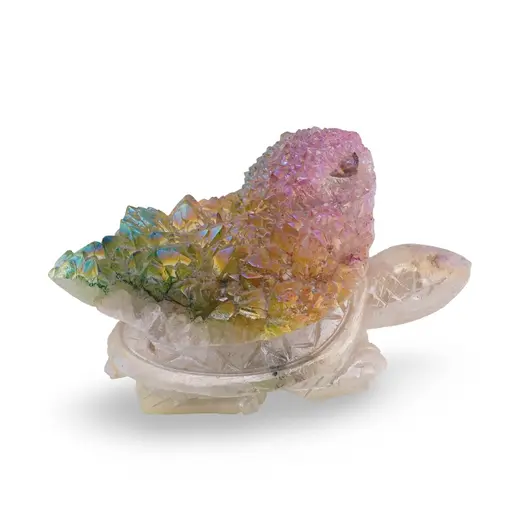 Figurina gravata Broasca testoasa din Cuart electroplacat 15cm, imagine 2