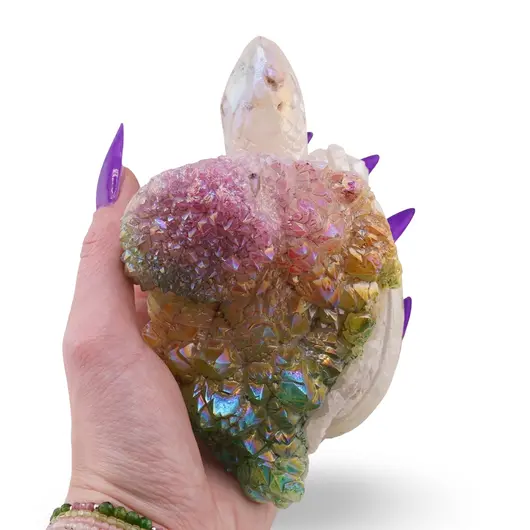 Figurina gravata Broasca testoasa din Cuart electroplacat 15cm, imagine 3