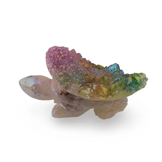 Figurina gravata Broasca testoasa din Cuart electroplacat 15cm