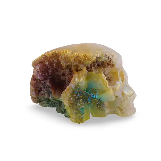 Figurina gravata Craniu din Cuart electroplacat 12cm, imagine 2