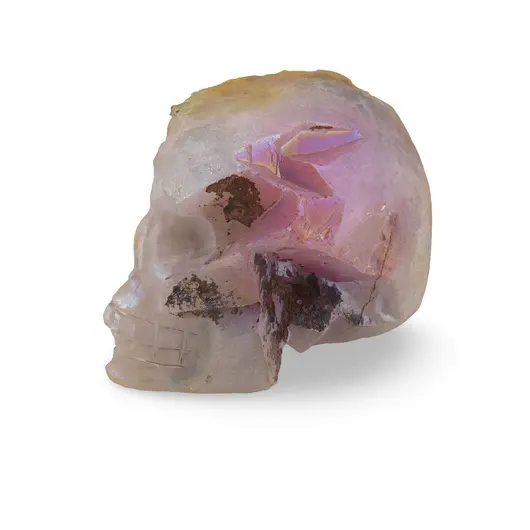 Figurina gravata Craniu din Cuart electroplacat 12cm