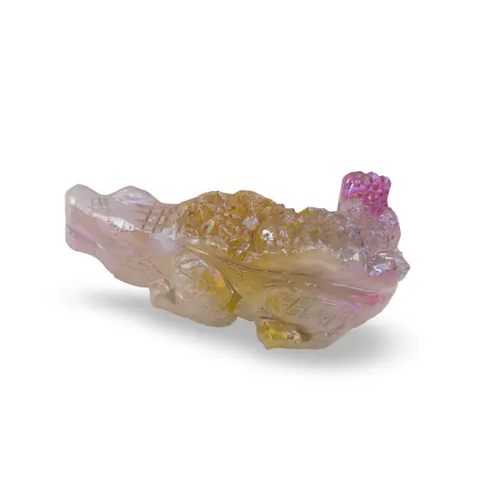 Figurina gravata Crocodil din Cuart electroplacat 14,5cm, imagine 2