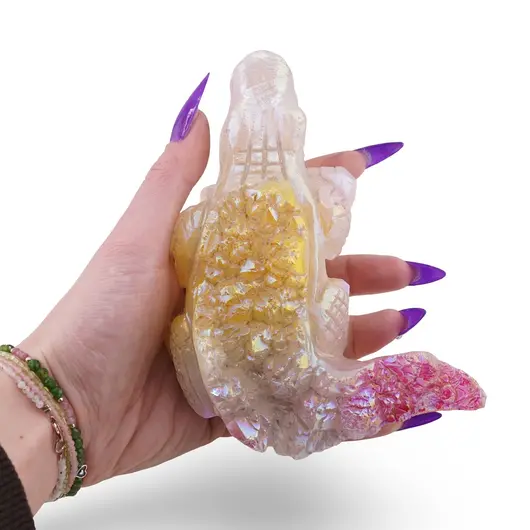 Figurina gravata Crocodil din Cuart electroplacat 14,5cm, imagine 3