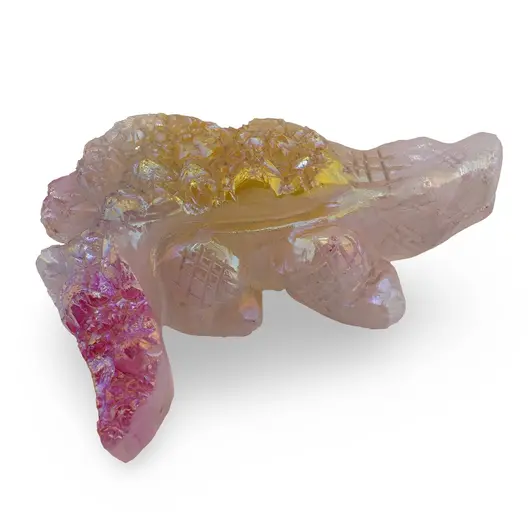 Figurina gravata Crocodil din Cuart electroplacat 14,5cm