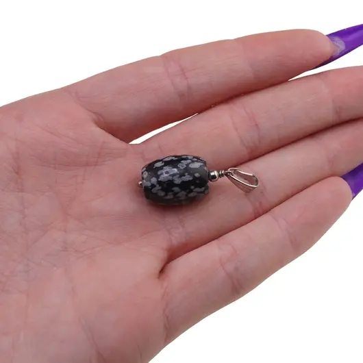 Pandantiv Obsidian fulg de nea 16mm, imagine 3