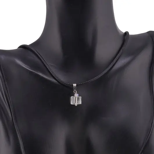 Pandantiv Prasiolit tub fatetat 8mm, imagine 2