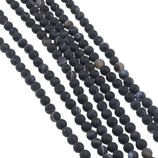 Sirag Agat negru mat sfere 4mm, 38cm, imagine 2