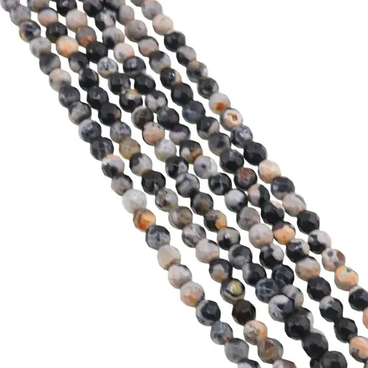 Sirag Agat negru patat sfere fatetate 4mm, 38cm, imagine 2