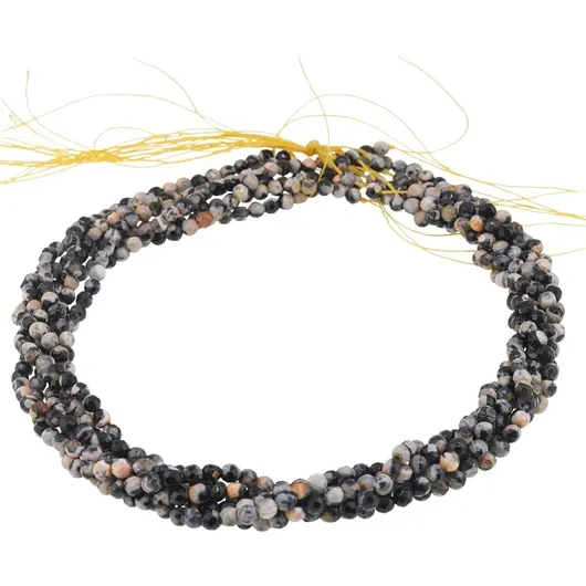 Sirag Agat negru patat sfere fatetate 4mm, 38cm