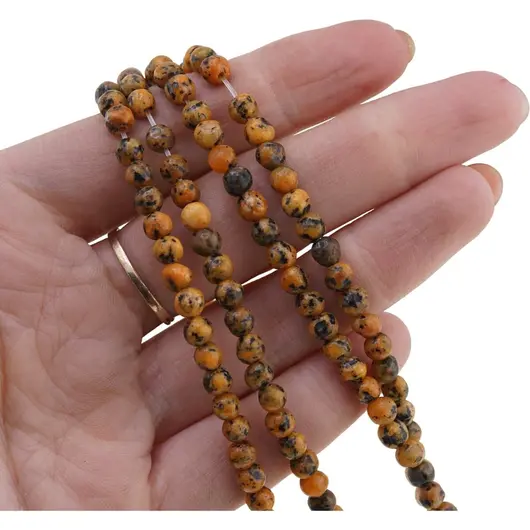 Sirag Jasp sesame galben sfere 4mm, 35-36cm, imagine 3