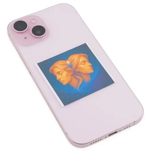 Abtibild sticker cu zodia GEMENI, 51mm, imagine 2