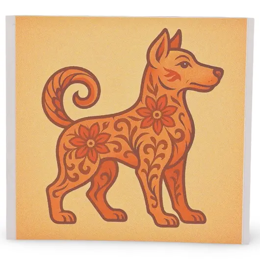 Abtibild sticker Feng Shui cu zodia Caine pentru crestere si evolutie personala