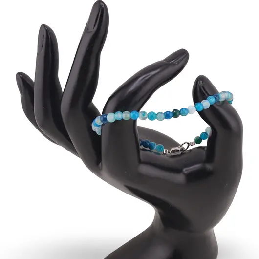 Bratara Agat albastru sfere 4mm, imagine 2