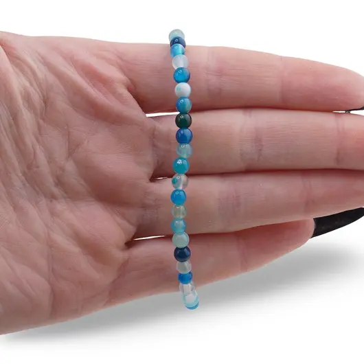 Bratara Agat albastru sfere 4mm, imagine 3