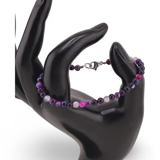 Bratara Agat mov sfere 4mm, imagine 2