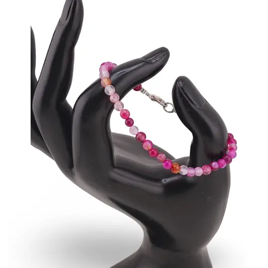 Bratara Agat roz sfere 4mm, imagine 2