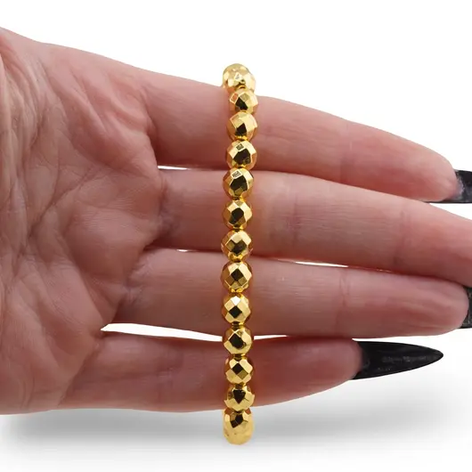 Bratara Hematit auriu sfere fatetate 6mm, imagine 3