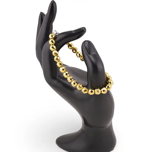 Bratara Hematit auriu sfere fatetate 6mm, imagine 2