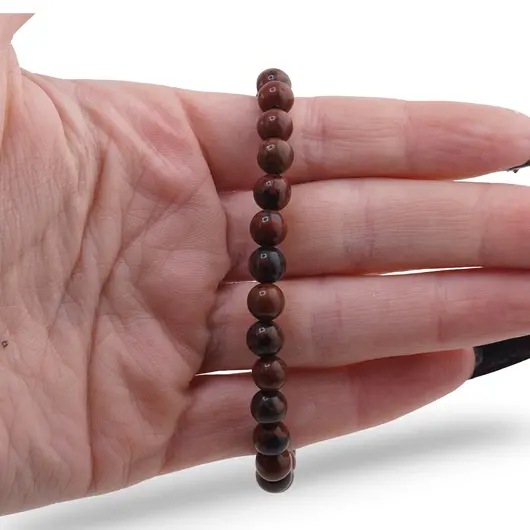 Bratara Obsidian mahon sfere 6mm, imagine 3