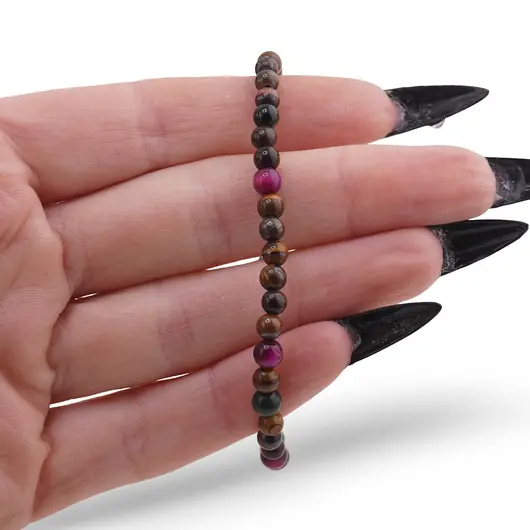 Bratara Ochi de tigru multicolor sfere 4mm, imagine 3