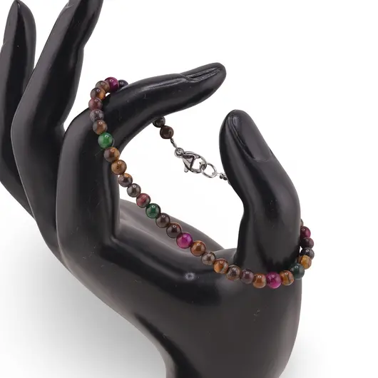 Bratara Ochi de tigru multicolor sfere 4mm, imagine 2